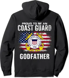 Proud To Be An Coast Guard Godfather American Flag Veteran Pullover Hoodie - Elidatorr Shop 82B091CN4LDV