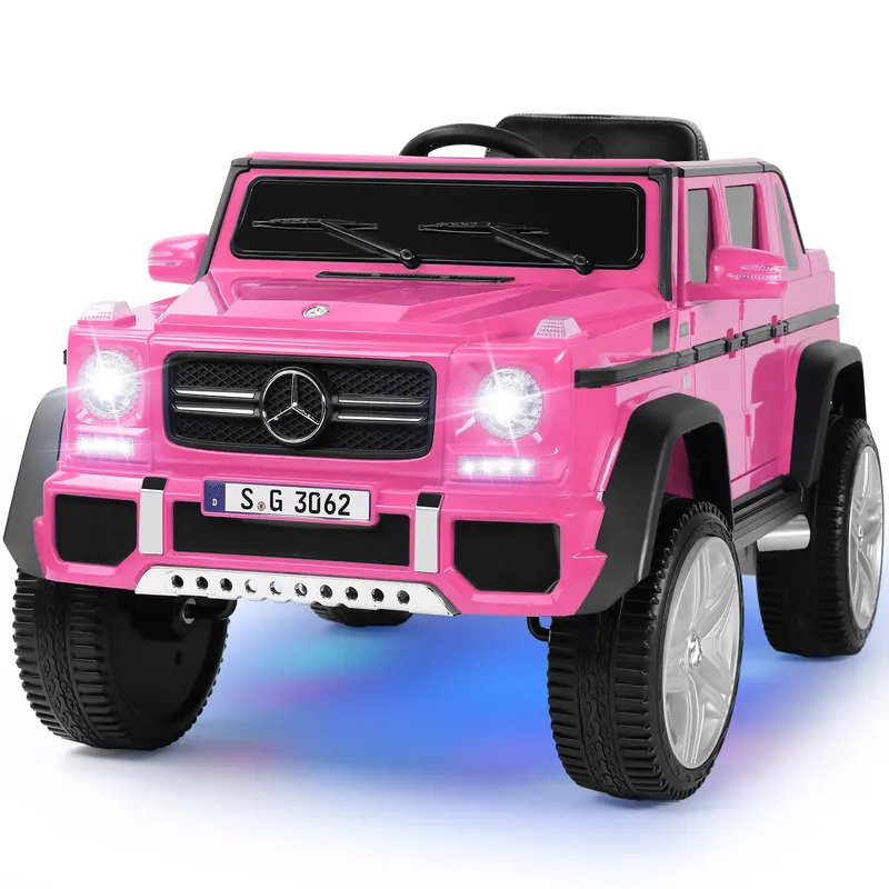 Ride On Cars 12V7AH Battery Powered Toy Electric Car for Kids with 2.4GHz Remote Control 2 Motors 3 Speeds Lock Music Horn LED Lights Pink