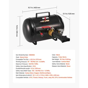 VEVOR Air Tire Bead Seater, 5 Gal/ 18.9 L, Heavy Duty Tire Bead Blaster Tool, 87-116 PSI Operating Pressure, Air Trigger Seating Inflator for Pickup, Truck, ATV, Jeep, Van, Lawn Tractor, RV, Black
