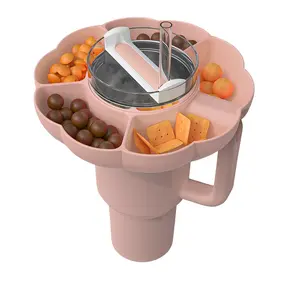 Abulun silicone snack bowl for stanley cup 40 oz tumbler with handle,stanley snack tray compatible with stanley quencher h2.0,hot pink stanley snack ring,cheap stanley tumbler accessories