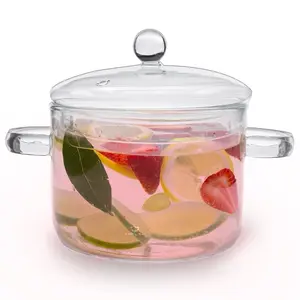 2L Clear Glass Simmer Pot with Lid & Strainer – Heat Resistant Borosilicate Glass Cooking Pot for Soup, Pasta, Tea & Home Fragrance