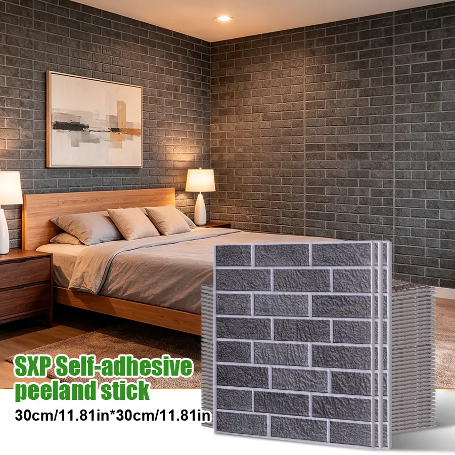 Smooth Industrial Ceramic-Style Brick Peel-and-Stick PVC Wall Tiles Sticker, 10PCS Pack 11.8"x11.8" Waterproof, Oilproof, Stain-Resistant, Removable Self-Adhesive Backsplash for Kitchen, Bathroom Home Decor, Decorative