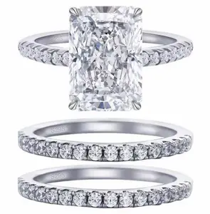 VVS1 Women's Ring S925 Pure Silver 4CT Curved Cut D, Suitable for Women's Engagement, Wedding Gifts, Travel, Vacation, Party Birthdays