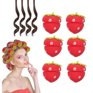 6-Piece Strawberry Shaped Sponge Curling Iron Set, DIY Hair Styling Tools, Women's Foam Curlers, Sponge Hair Rollers, Perfect for Creating Beautiful Hairstyles