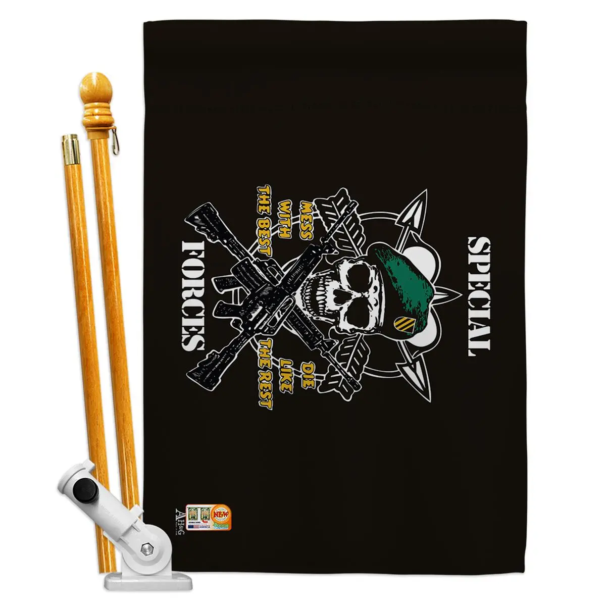 Americana Home & Garden AA-MI-HS-140309-IP-BO-D-US18-AG 28 x 40 in. Special Forces Military Impressions Decorative Vertical Double Sided House Flag Set & Pole Bracket Hardware Flag Set