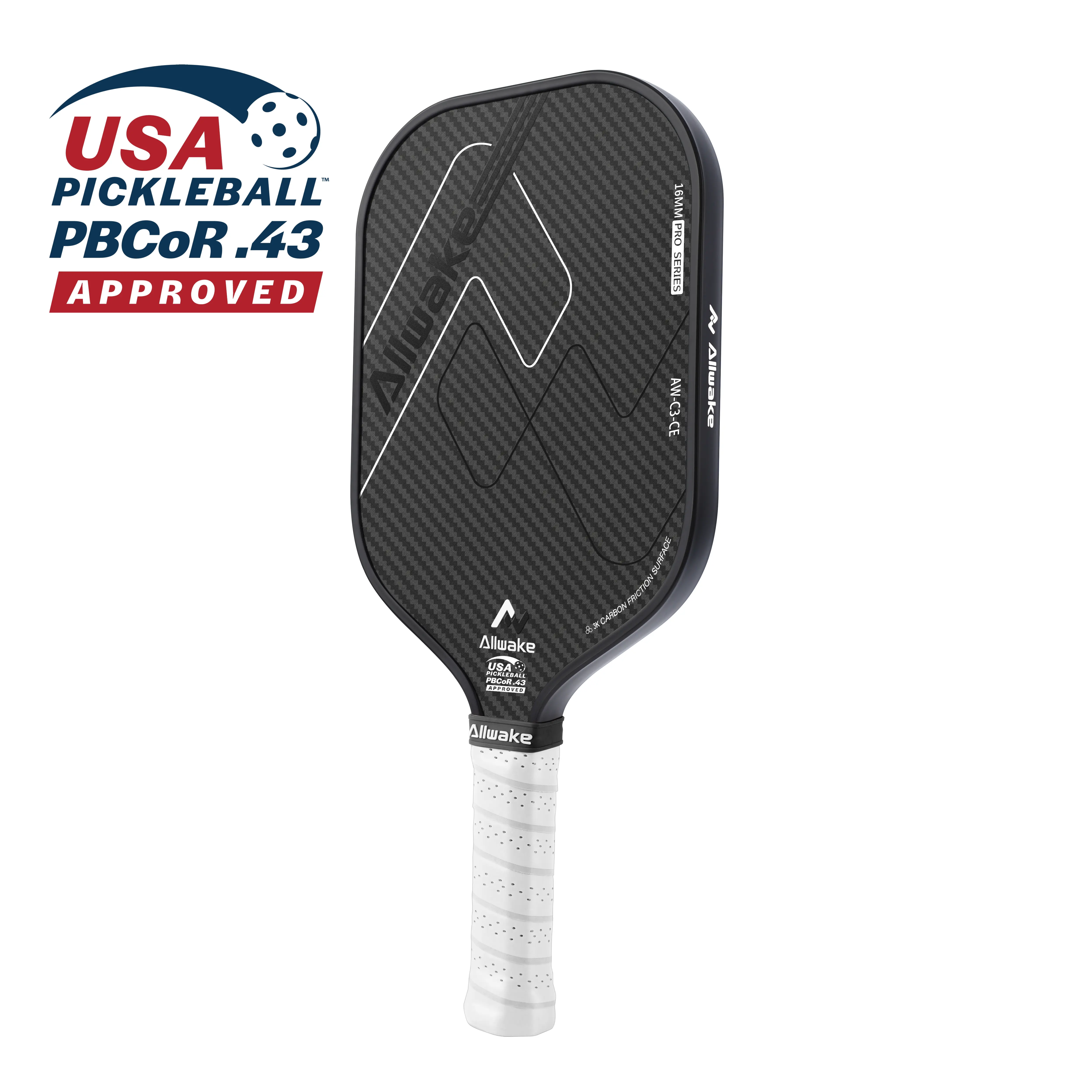 Pickleball Paddles, USAPA Approved, 3k Friction Surface Carbon Fiber Pickleball Paddle, Durable &Lightweight Pickleball Rackets for Adults