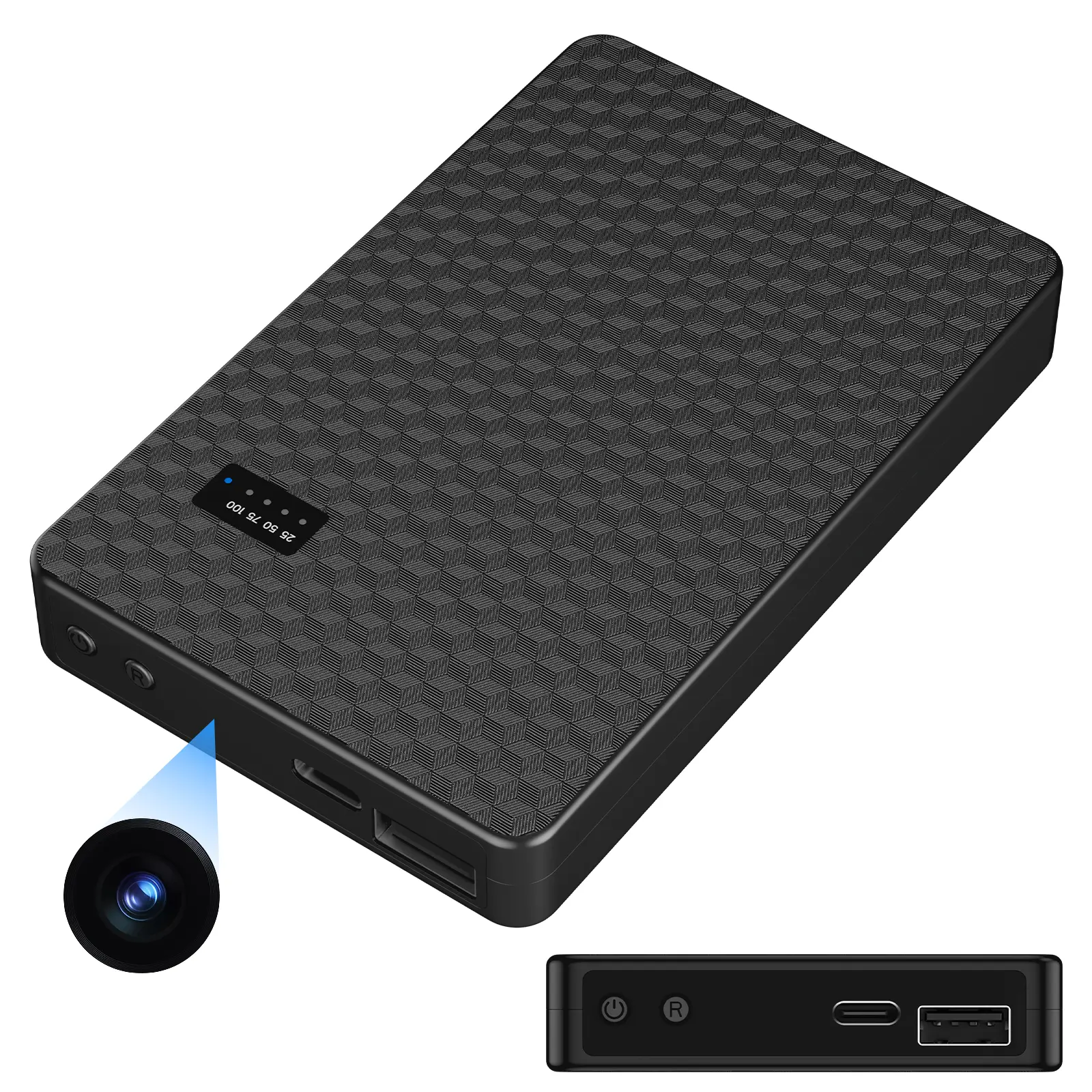 Spy Camera hidden camera with audio Portable Charger 2K Full HD Cameras with WiFi and Night Vision 5000mAh Battery Wireless Mini Nanny Cam for Home Security Indoor Motion Detection