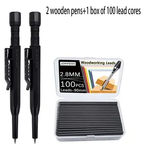 3pcs/set New 2.8mm Deep Hole Carpenter's Pencil Multi functional Woodworker Pencil with Ruler Scale Sharpener Protective Case Polygonal Pen Holder Woodworking Pencil