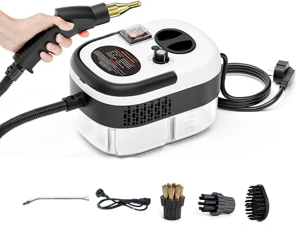 2500W Handheld Steam Cleaner with 1L Water Tank, 3 Brush Heads, 6 Speeds - High-Temperature Pressurized, Easy to Store for Deep Cleaning Cars, Kitchens (Home Supplies), Fast Heating