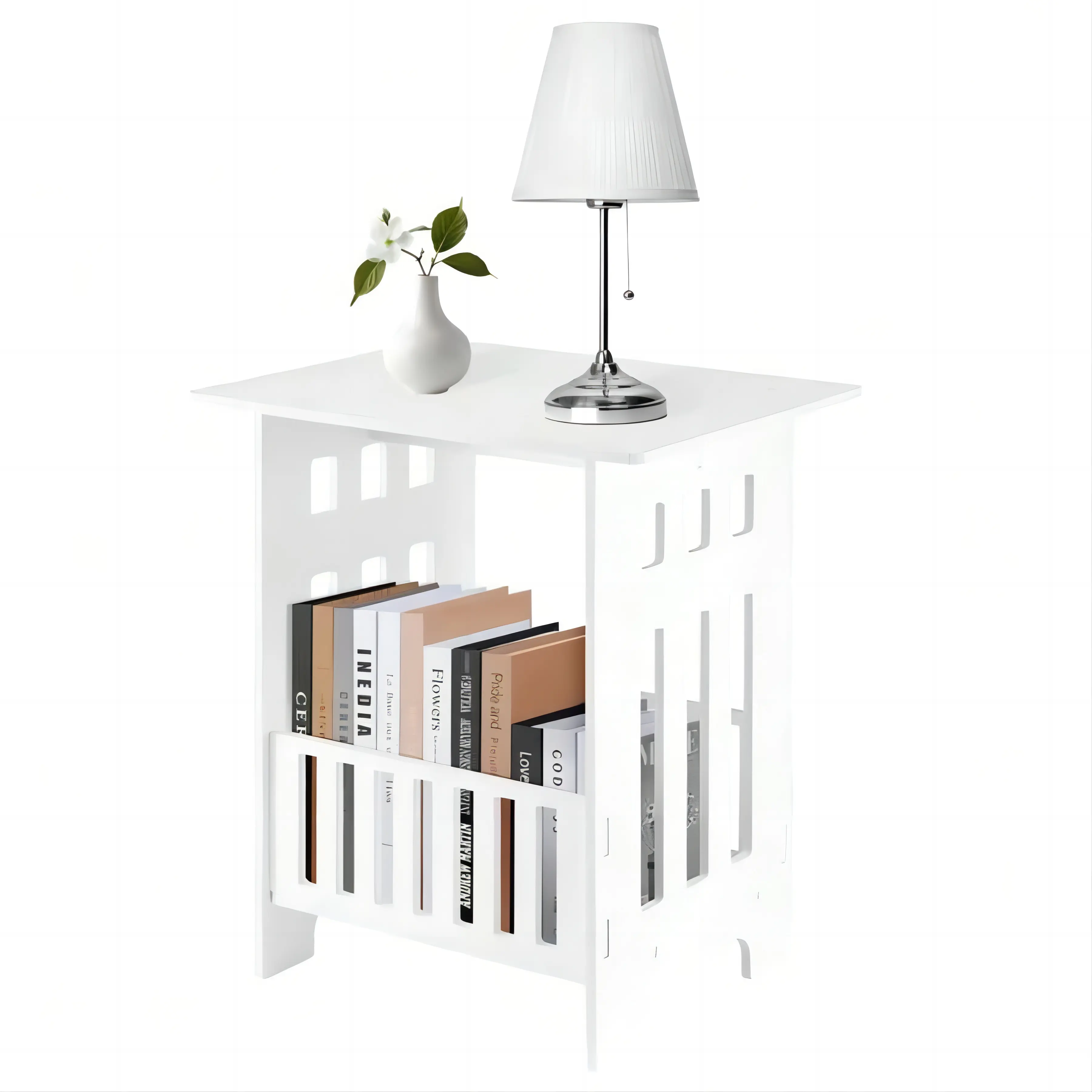OYAJIA Stylish Pedestal Side Table - Modern Minimal Night Stand with Drawers, Bedroom Furniture Storage Organizer Cabinet for Bedroom Living Room, Apartment Accessories