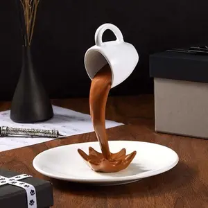 Suspended Coffee Cup 3D Hanging Creative Resin Desktop Ornament Decorative Craft Home Design