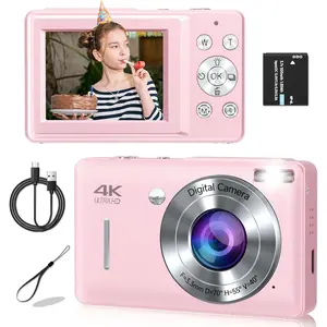 Digital Camera, 44MP Compact Camera, FHD 1080P Point and Shoot Digital Cameras with 16X Zoom,  Detect, Smile Capture, Anti Shake, for Boys Girls Teens Gifts ()