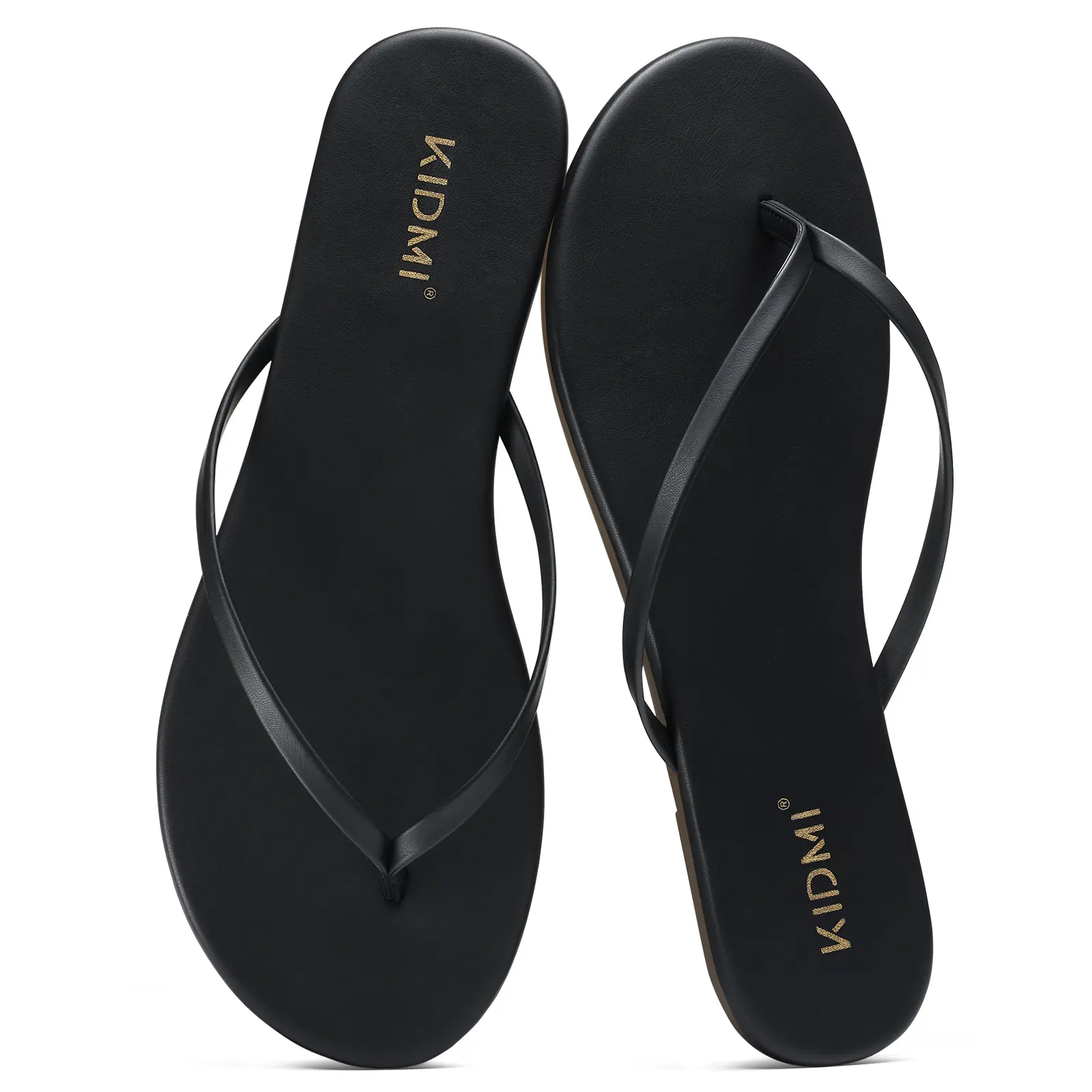 KIDMI Vegan Leather Thong Flip Flops For Women | Women's Memory Foam Comfort Beach Sandals |Lightweight Summer Beach Sandals |Outdoor Nonslip Thong Sandals for Pool Walking Vacation Slides Footwear