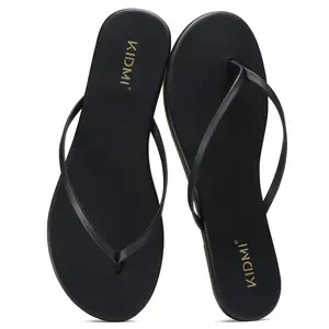 KIDMI Summervibes Vegan Leather Thong Flip Flops For Women | Women’s Memory Foam Comfort Beach Sandals |Lightweight Summer Beach Sandals |Outdoor Nonslip Thong Sandals for Pool Walking Vacation