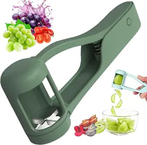 2026 New Fruit Slicer,Handheld Grape Cutter Tool,Safety Kitchen One Second Fruit Slicer Ideal for Grapes, Cherry Tomatoes, Strawberries, Blueberries, And Small Fruits (Green)
