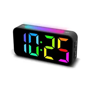 Loud Alarm Clock for Heavy Sleepers Digital Bedside Clock with RGB Night Light Dual Alarm & Dimmable Display