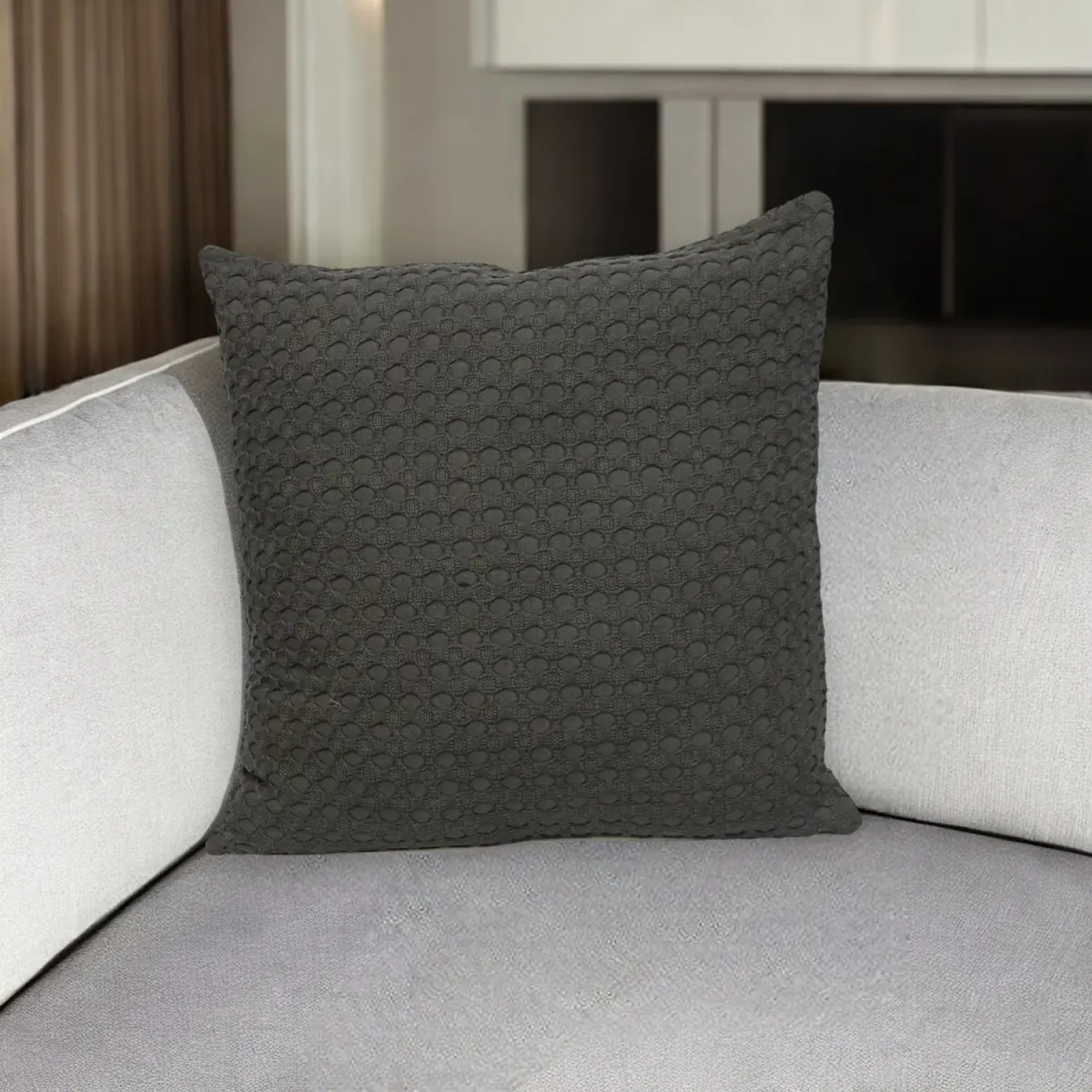 HomeRoots 529312 20 in. Gray Cotton Textured Comfortable Standard Throw Pillow, Comfortable Standard Pillows