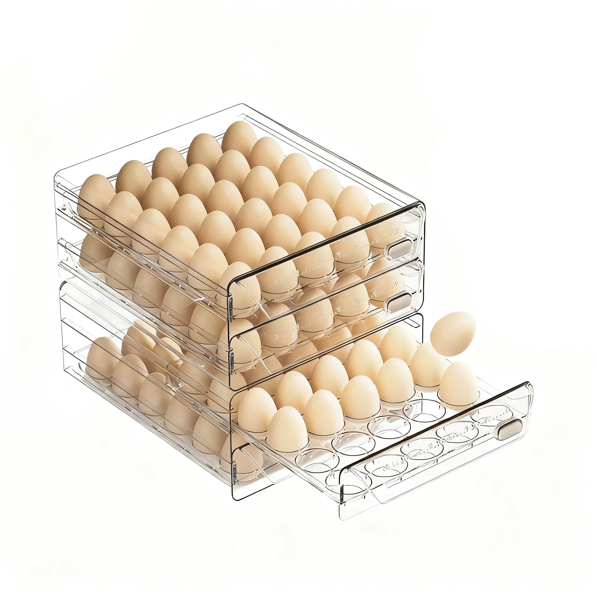 Adjustable|Stackable|Egg Storage Box|for Refrigerator|and Countertop|Holds 30/40/60 Eggs|Transparent|Durable Plastic|Anti-Roll|Anti-Collision|Easy Clean|Double Layer Design|Space-Saving|Kitchen Organizer|Egg Drawer|Large Capacity|Family Essentials|Multi-L