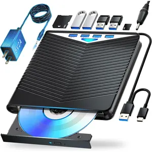 7-in-1External Blu ray Drive Read/Write with Bluray Burner USB 3.0 and Type-C Compatible with/Windows7-11  OS Support for BD/DVD/CD Drive, Windows 7-11 & , PC-Compatible, M-DISC(Black)