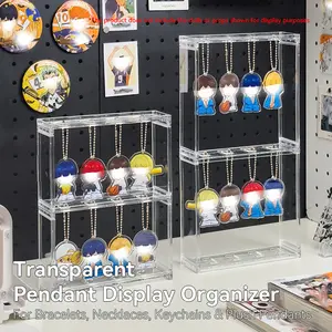 Transparent Hanging Display Rack for Bracelets, Necklaces, Keychains, Plush Hang Tags, Storage Organizer, Jewelry Holder, Acrylic Display Rack