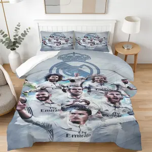 Real Madrid CF Comforter Set (2/3 Piece, Includes 1 Comforter + 1/2 Pillowcases), Multiple Designs Available, Football Soccer Team Bedding Set for Teens, Adults & Fans, Bedroom Decor