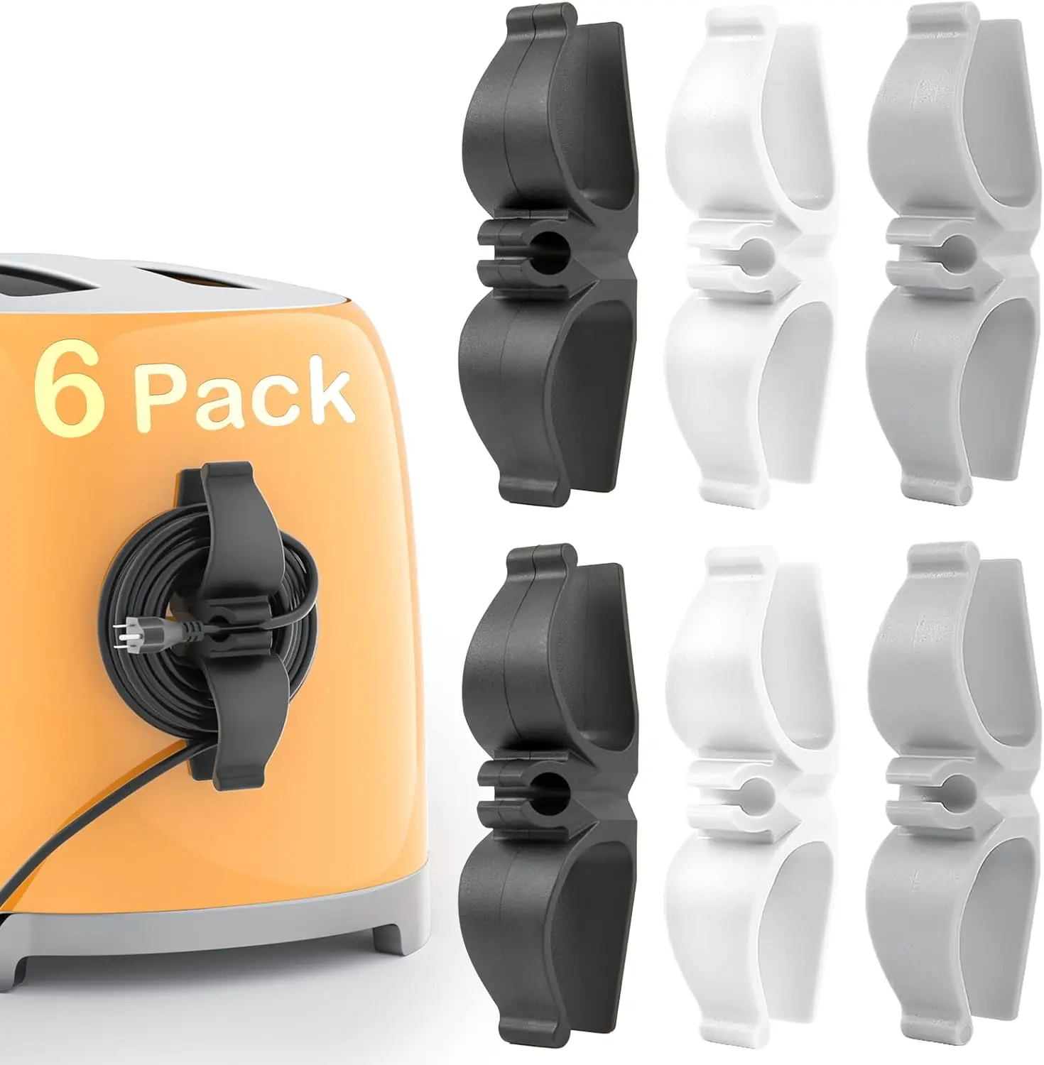 Cord Organizer for Kitchen Appliances-6 Pack, Appliance Cord Organizer stick on, Small Kitchen Appliances Cord keeper, Adhesive Cord Holder, Cord Winder for  Cooker, Stand Mixer