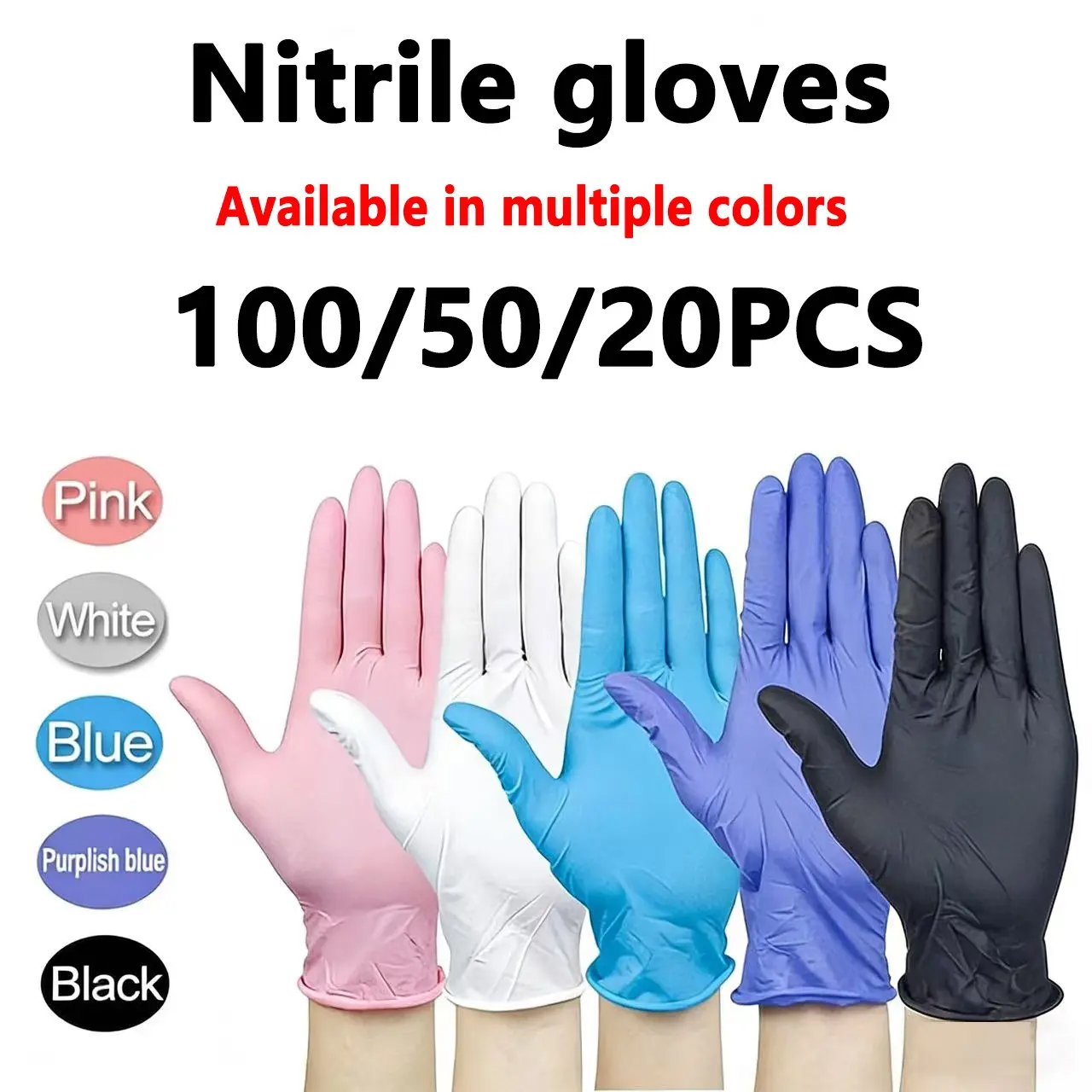 100/50/20 pcs, black nitrile gloves, Disposable Antislip Cleaning Gloves, Multi Purpose Glove, suitable for household cleaning, kitchen use, and other settings. Durable, ideal for bathroom cleaning, tattooing, and beauty applications.