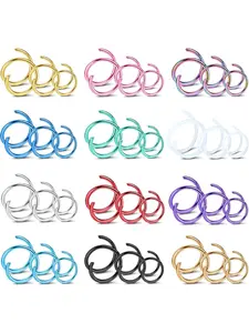 36Pcs Double Nose Hoop Ring for Single Piercing Nose Hoop Surgical Steel Twist Nose Ring Hoop for Women Men Spiral Nose Hoop Nostril Piercing Jewelry Nose Rings Hoops 18G 20G