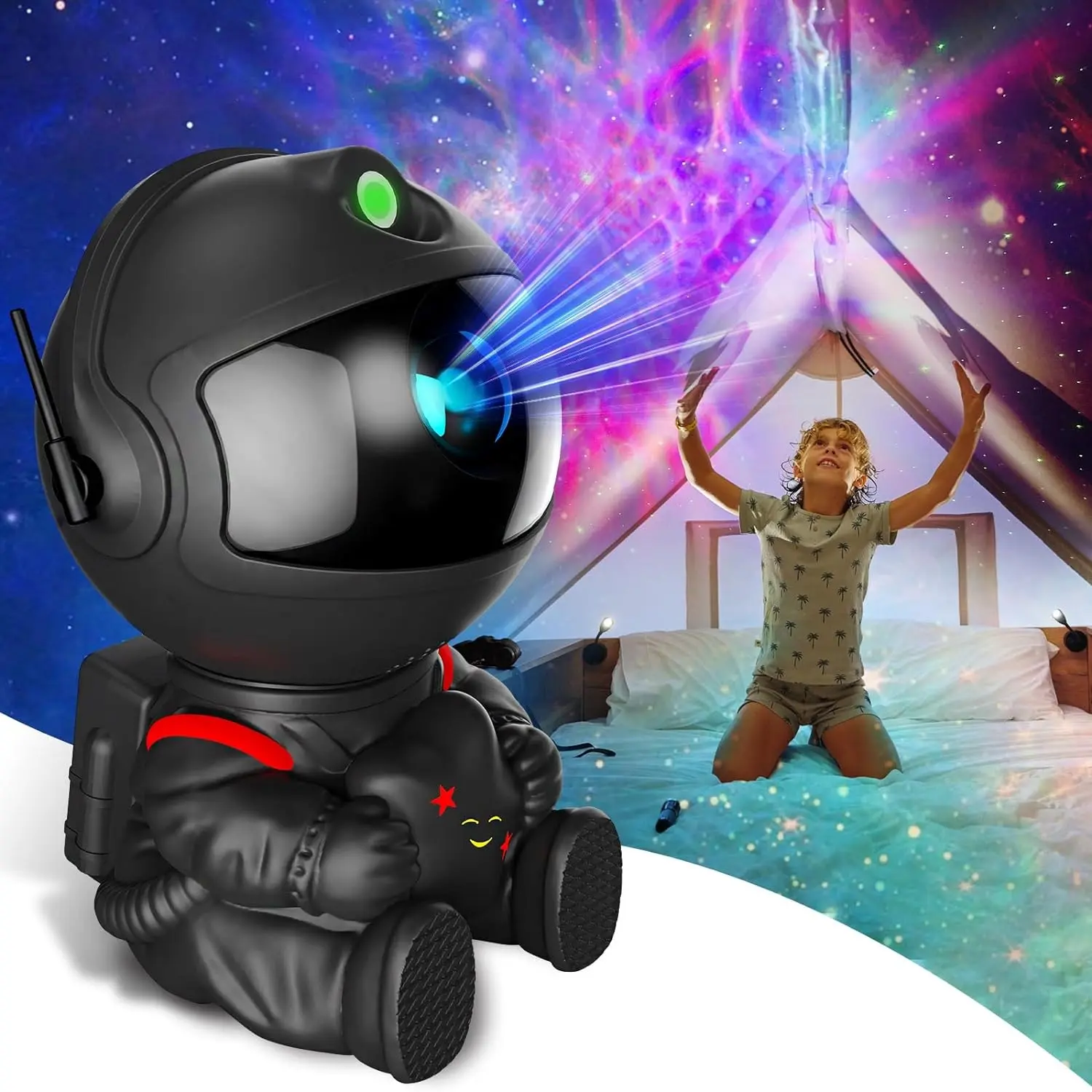 Astronaut-Shaped Projection Night Light – LED Ceiling Projection Night Light, Starry Sky Atmosphere Space Projector; Suitable for Halloween and Christmas Decorations