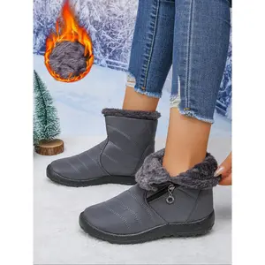 Women’s Winter Fleece-Lined Fluffy Snow Boots, Waterproof Non-Slip Ankle Boots, Lightweight Outdoor Shoes, Ideal for Cold Weather and Snow