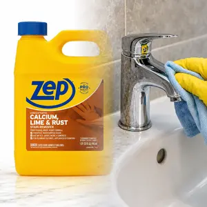 ZEP 32 oz. Calcium, Lime and Rust Stain Remover, Lime and Rust Remover, Concentrated Acid Formula, Instantly Removes Stains from Brick, Concrete, Porcelain, Glass and Fiberglass, For Toilets, Tubs and Sinks, Safe for Pipes.