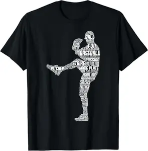 100% Cotton Baseball Pitcher Men T-Shirt