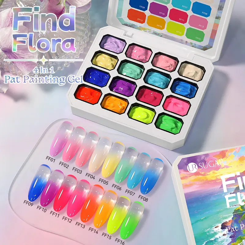 16-Color Cream Gel Nail Palette with Patting Design, Rich Shades, Gel Nail Colors, Even Color Payoff, Ideal for Nail Art, Gradient, Floral Patterns, Salon Creation, Manicure, Home Nail Styling, Pat Painting Gel, Nail Polish, Nail Art Products