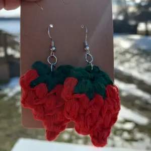 Strawberry crochet earrings