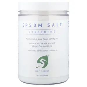 White Egret Epsom Salt, Unscented, 30 oz (850 g)