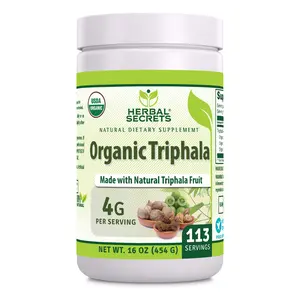 Herbal Secrets Organic Triphala Supplement | 4 Grams per Serving | 16 Oz (454 Grams) | Non-GMO | Gluten-Free | Made in USA