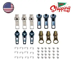 12 Pcs Zipper Pull Replacement 5 Zippers Repair Kit #5 Lockable Sliders