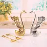 Stylish 6-Pack Animal Swan Base Mixing Spoons Set - BPA-Free Stainless Steel, Camping Cutlery, Dessert Spoons, Tableware for Outdoor Kitchen Utensils