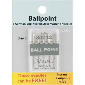 Klasse Size 80/12 Ballpoint Sewing Machine Needles