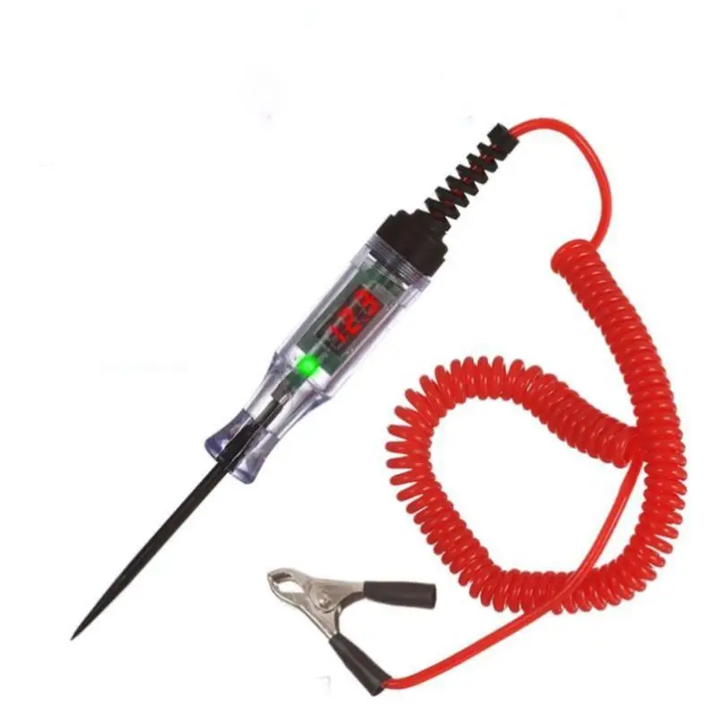 LED Car Circuit Tester, 6-24V Test Tool with Light & Hard Steel Probe, Car Circuit Low DC Voltage Tester, Professional Car Inspection Tool