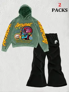 Halloween Skull Casual Knit Hoodie with Drawstring Design, High-Quality Fabric, Loose Fit, Street Style, Streetwear, Fall & Winter Fashion