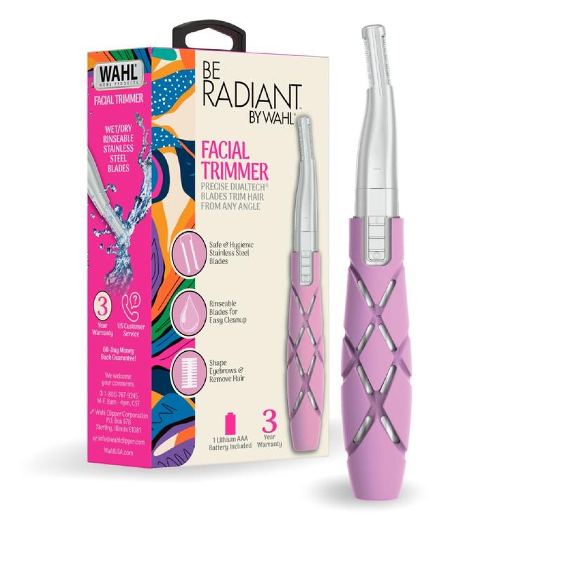 Be Radiant™ by Wahl DualTech® Battery-Powered Facial Hair Trimmer for Women, Double-Sided Detail Head, Eyebrow, Upper Lip & Facial Hair Removal Device with Comfort Grip Model - 3027036 from Wahl Clipper