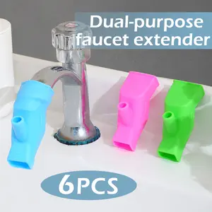 6 Counts Silicone Faucet Extenders, Water Tap Extenders for Kitchen Sink, Multicolor Set in Random Color for Home and Travel Use