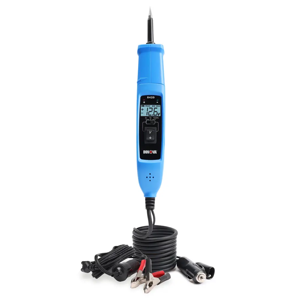 INNOVA 5420 Compact Multi-Voltage Car Circuit Tester - 3V,5V,12V,24V Garage Tool for Mechanics, Fuses, Relays, Circuits, 10 MegOhm Input Impedance, 1.25" Backlit LCD Display (Ideal for Tool Kits)