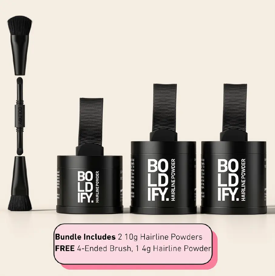 The Ultimate Hair Kit: 2 Hairline Powders, FREE Brush & FREE Volumizing Styling Powder Colored Hair Kit Gray Hair Cover
