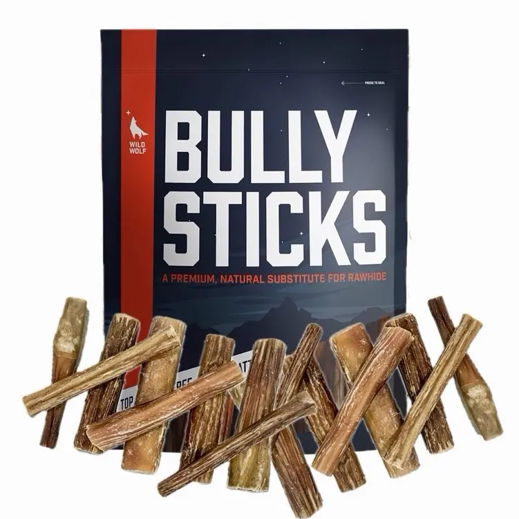 4-inch Bully Sticks (8 oz./~12-15 Sticks) Healthy, All-Natural, Long-Lasting Dog Chew Bones - Low Odor - Mixed Thickness - Lab-Tested, Hand-Inspected and Packed with Love in The USA < 4” BULLY STICKS 8 OUNCES >