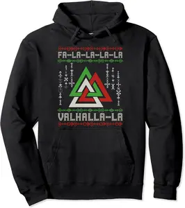 Ugly Christmas Valhalla - Germanic Viking Symbol Valknut Pullover Hoodie - Rosazamorap Shop 96B09HYM6N67