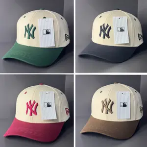 New Era 2025 MLB Yankees Dodgers Urban Embroidered Baseball Cap Brim Hat, New York Style Streetwear Sports Cap for Men Women Casual Hip Hop Fashion