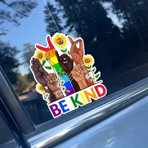 3 Pcs of Be Kind Hand Talking LGBTQ+ Gay Les ASL Stickers for Car Laptop Helmet Pick Up Any Flat Sticker