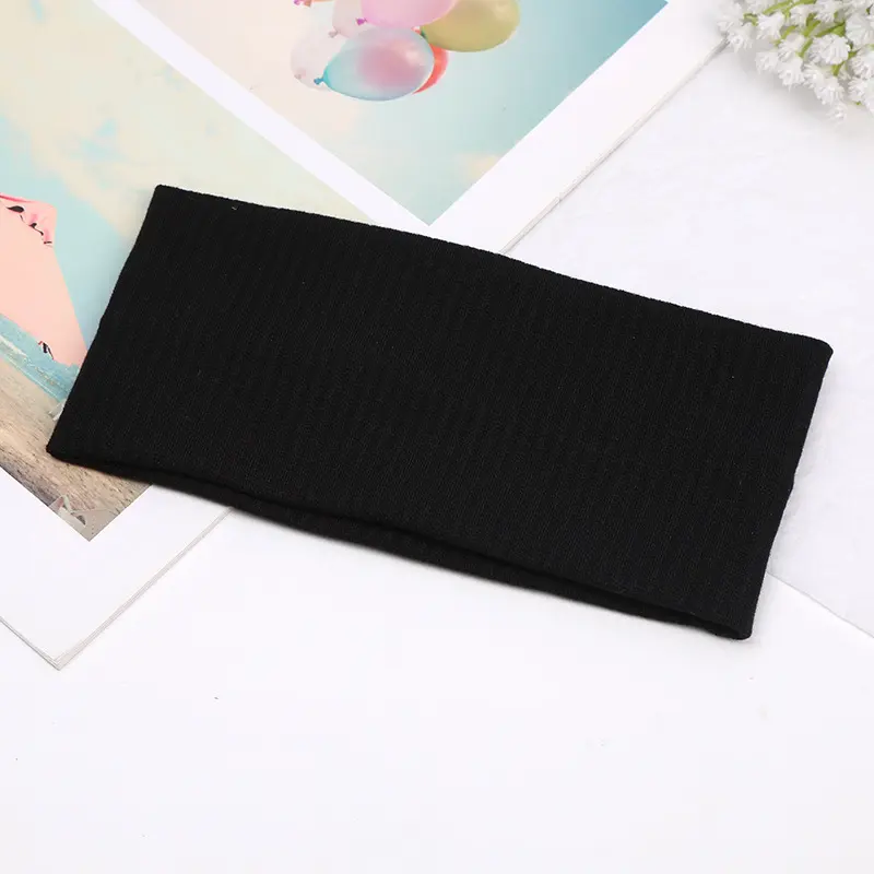 Striped knitting sports hairband   black